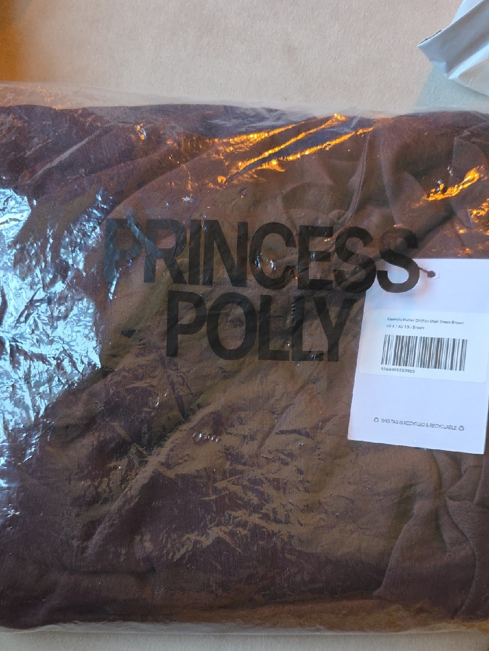Princess Polly Brown Halter Chiffon Maxi Dress - Picture 2 of 2
